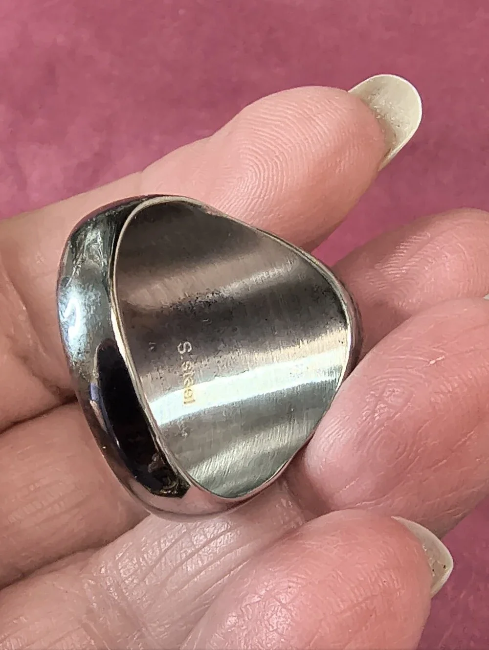 Men's Black Stone Stainless Steel Ring Rhodium Plated Gothic Statement Ring - Picture 8 of 11